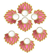 Lotus Rangoli Set, Table Top décor, Gift for her, Home Décor, Wedding/Anniversary Gift, Return Gift, Decorative Gift, Festival Décor (7 pcs)